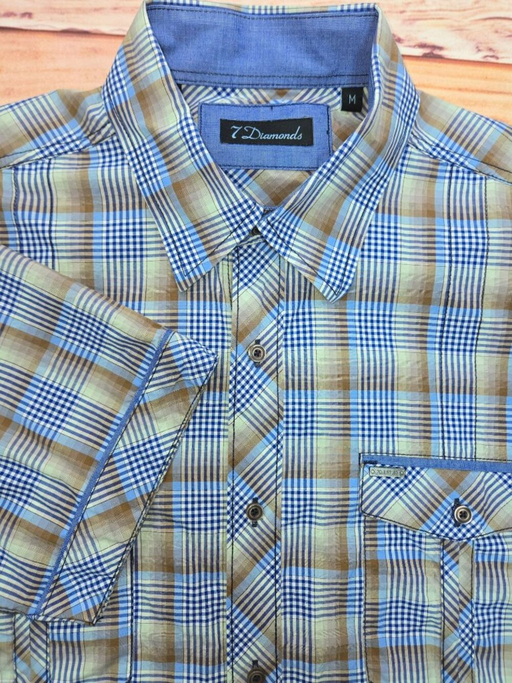 7 Diamonds Mens Western Short Sleeve Shirt Medium